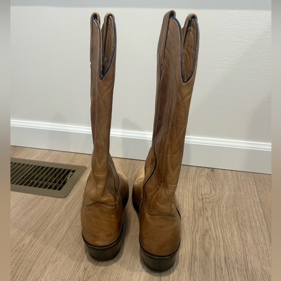 J Chisholm Western Cowboy Boots Tan Marbled USA Made - Size 8.5 D Men’s - Picture 4 of 11